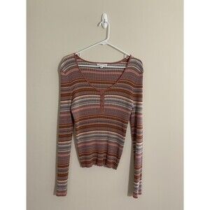 Women’s Cloud Chaser Long Sleeve Striped Top Size  XL V-neck Stretchy